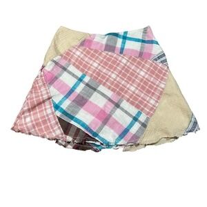 Women's‎ XS BDG Urban Outfitters Plaid Patchwork Mini Skirt Side Zip Y2K Indie